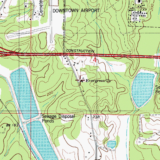Topographic Map of Evergreen Baptist Church, AR
