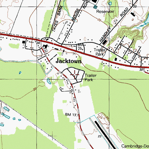 Topographic Map of Handly Mobile Home Park, MD