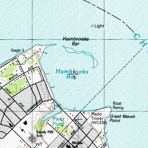 Topographic Map of Hambrooks Bay, MD