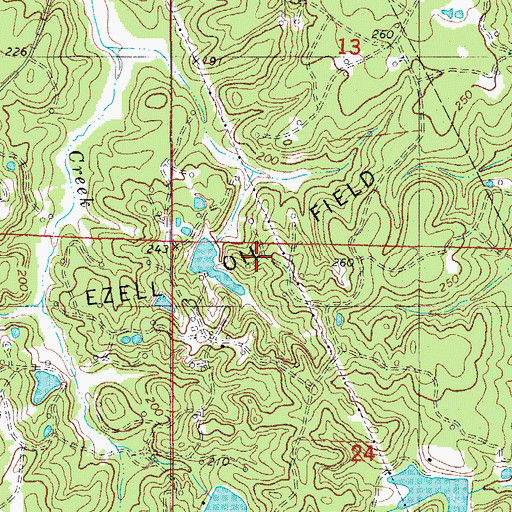Topographic Map of Ezell Oil Field, AR