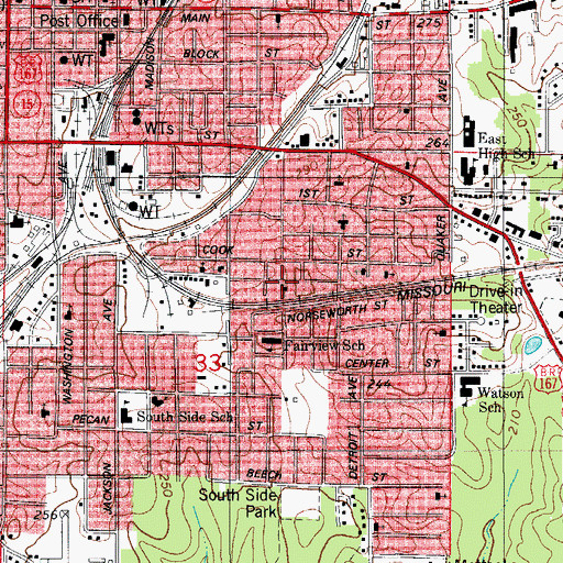 Topographic Map of Fairview Church of God in Christ, AR