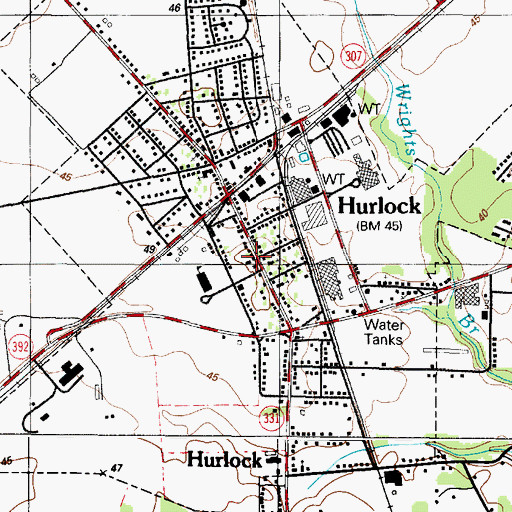 Topographic Map of Hurlock Library, MD