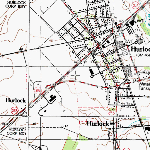 Topographic Map of Hurlock Park, MD