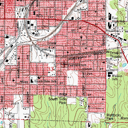 Topographic Map of Fairview School, AR
