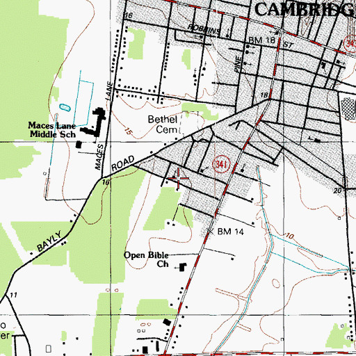 Topographic Map of Kingdom Hall of Jehovahs Witnesses, MD