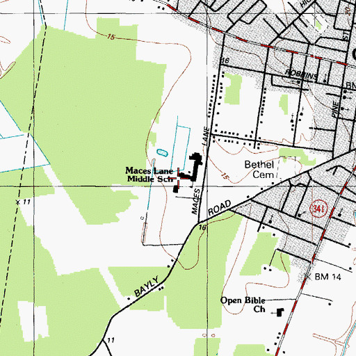Topographic Map of Mace's Lane Middle School, MD
