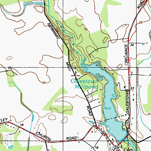 Topographic Map of Millpond Acres, MD