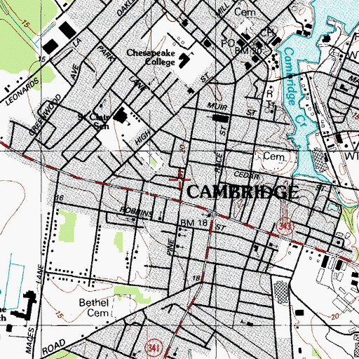 Topographic Map of Mount Olive Baptist Church, MD