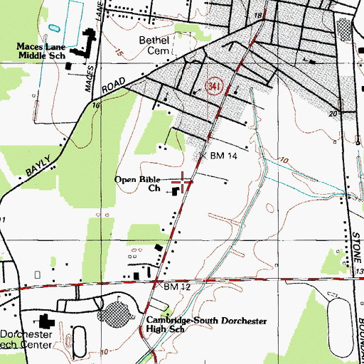 Topographic Map of Open Bible Academy, MD