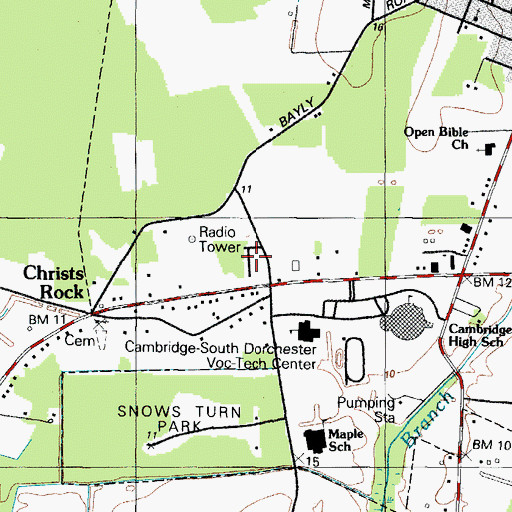 Topographic Map of Patamoke Village, MD