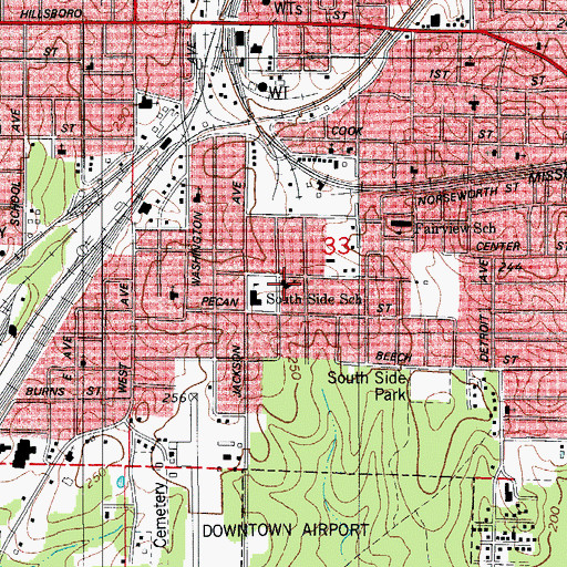 Topographic Map of First Assembly of God Church, AR