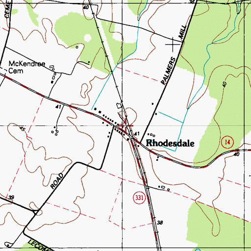 Topographic Map of Rhodesdale Post Office, MD