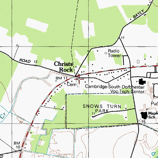 Topographic Map of Rock Methodist Church, MD