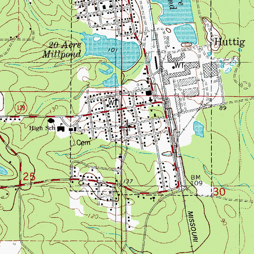 Topographic Map of First Baptist Church, AR