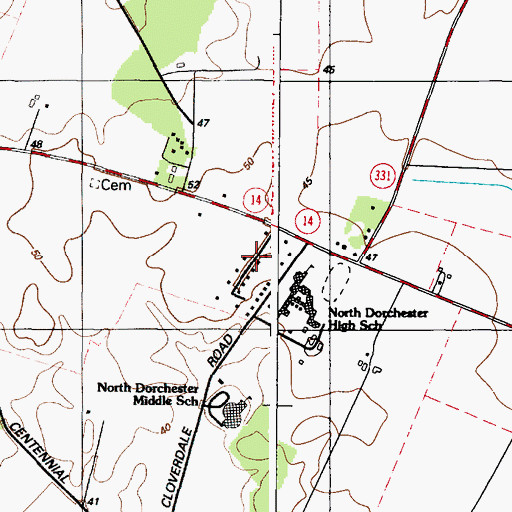 Topographic Map of Shiloh Manor, MD