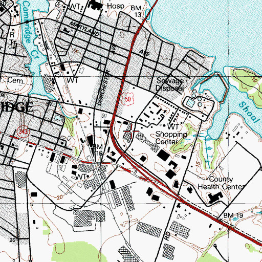 Topographic Map of Shoal Creek Mall Shopping Center, MD