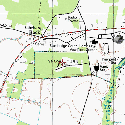 Topographic Map of Snows Turn Park, MD