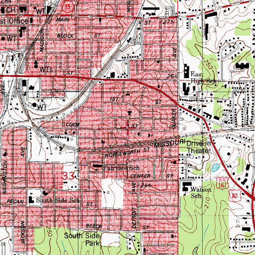 Topographic Map of First Church of God, AR