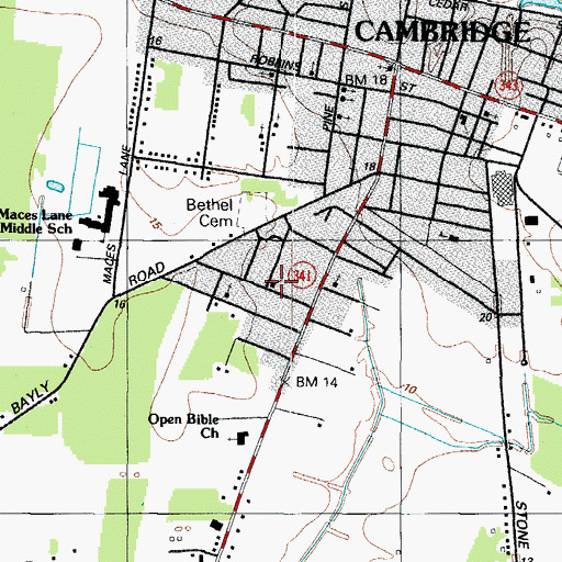 Topographic Map of United Apostolic Church, MD
