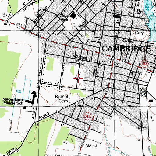Topographic Map of United Missionary Baptist Church, MD