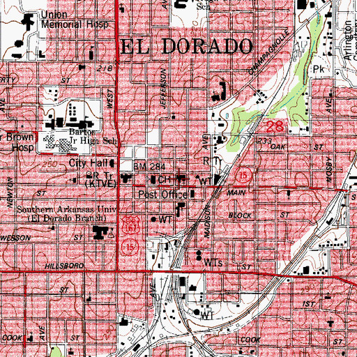 Topographic Map of First Presbyterian Church, AR