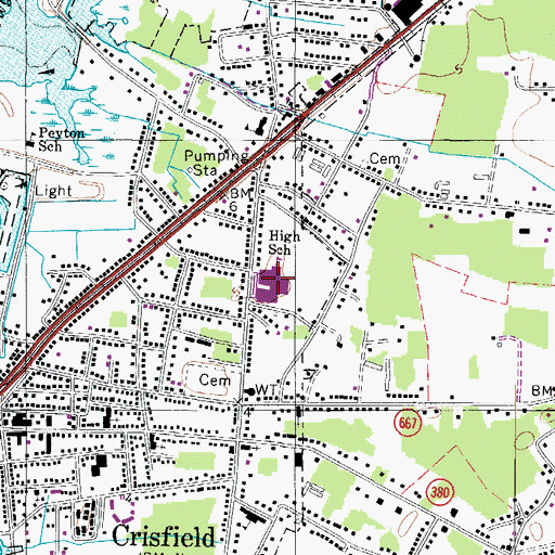 Topographic Map of Crisfield High School, MD