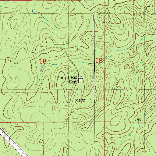 Topographic Map of Forest Hill Cemetery, AR