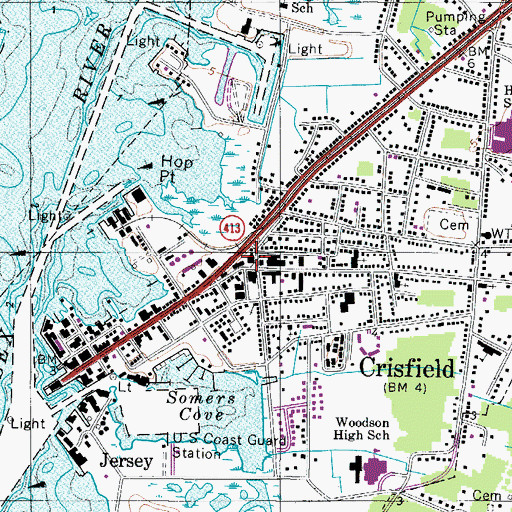 Topographic Map of Crisfield Post Office, MD