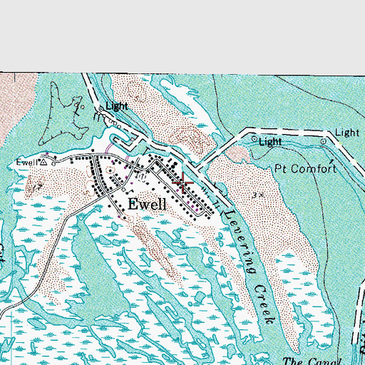 Topographic Map of Ewell Post Office, MD