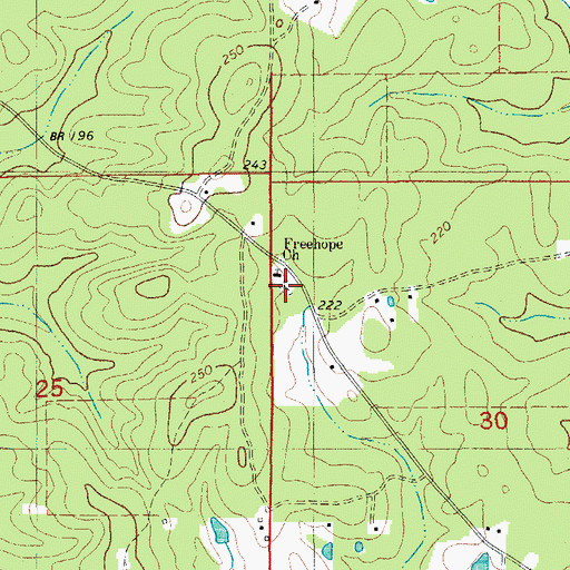Topographic Map of Free Hope Cemetery, AR