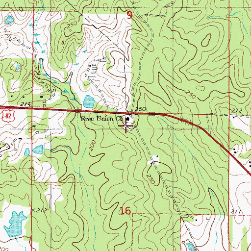Topographic Map of Free Union Cemetery, AR