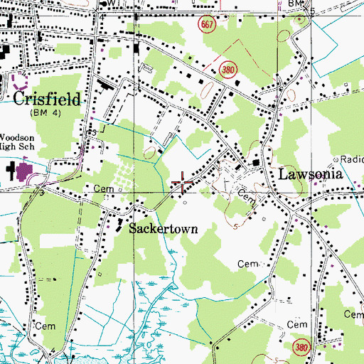 Topographic Map of Lawson, MD