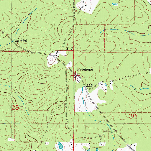 Topographic Map of Freehope Church, AR