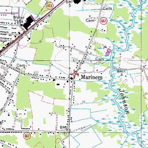 Topographic Map of Mariners Methodist Cemetery, MD