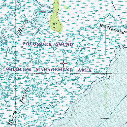 Topographic Map of Pocomoke Sound Wildlife Management Area, MD