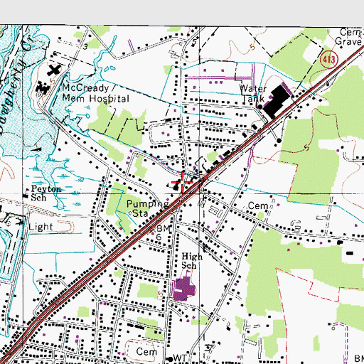 Topographic Map of Public School Number Three, MD