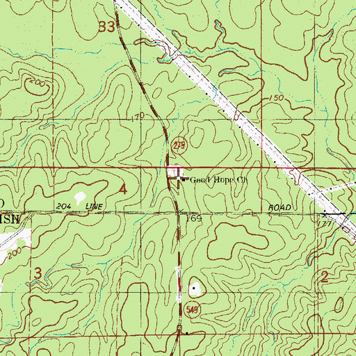 Topographic Map of Good Hope Primitive Baptist Church, AR