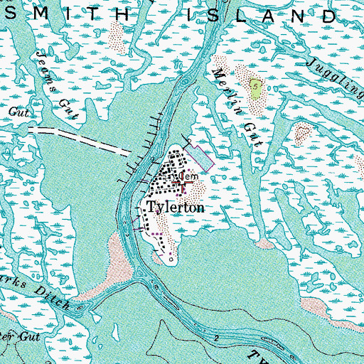 Topographic Map of Tylerton Elementary School, MD