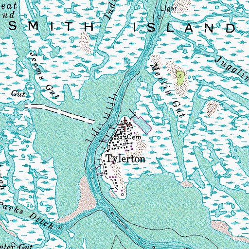 Topographic Map of Tylerton Post Office, MD