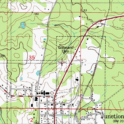 Topographic Map of Graceland Cemetery, AR