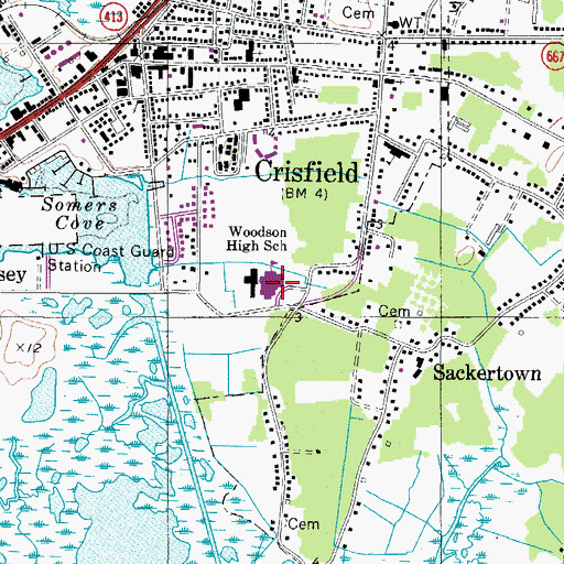 Topographic Map of Woodson Middle School, MD