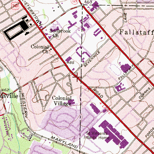 Topographic Map of Colonial Shopping Center, MD