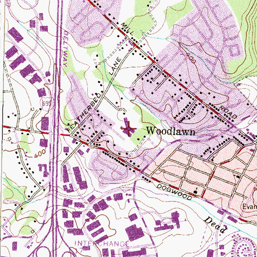 Topographic Map of Featherbed Lane Elementary School, MD
