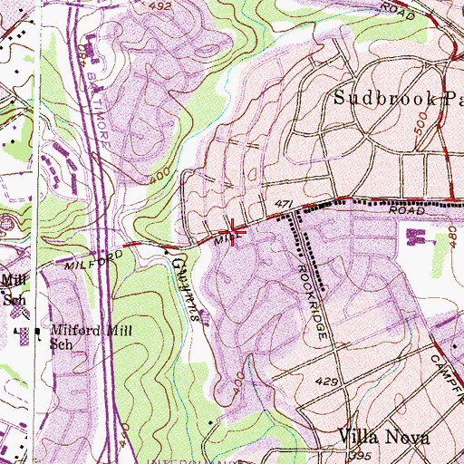 Topographic Map of Milford Mill Church, MD