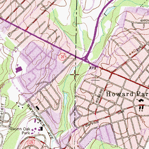 Topographic Map of Powder Mill Park, MD