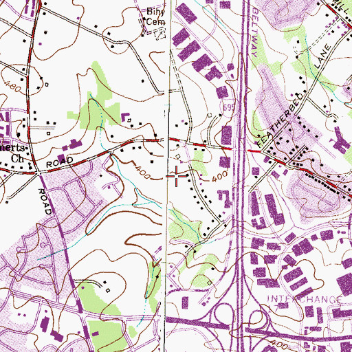 Topographic Map of Rolling Road Farms, MD