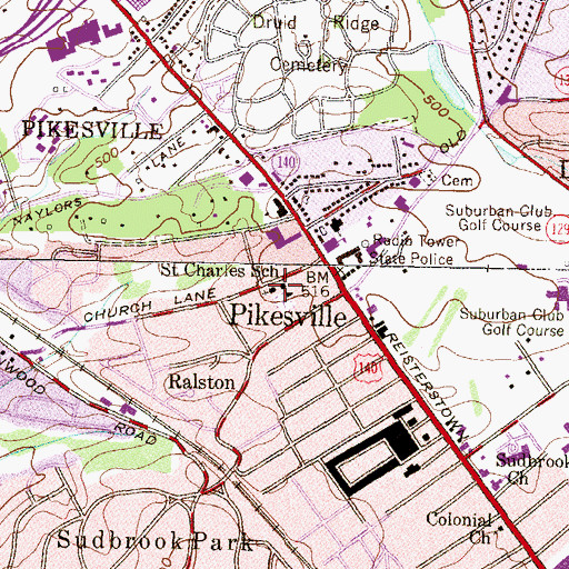 Topographic Map of Saint Charles Roman Catholic Church, MD