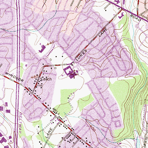 Topographic Map of Woodlawn Middle School, MD