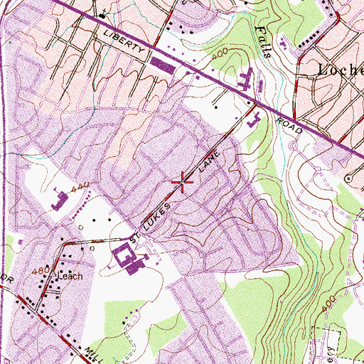 Topographic Map of Woodmoor, MD