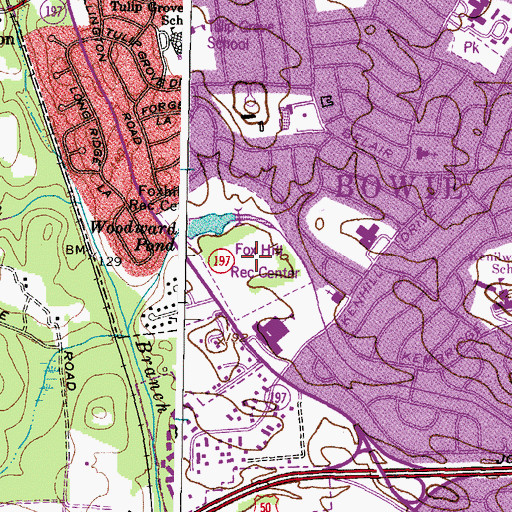 Topographic Map of Foxhill Park, MD